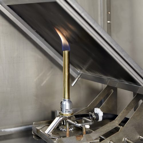 45-degree angle oil burner flammability test