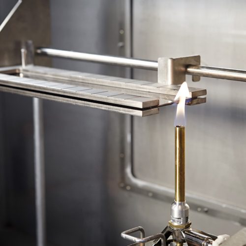 Aircraft interior horizontal Bunsen burner flammability test